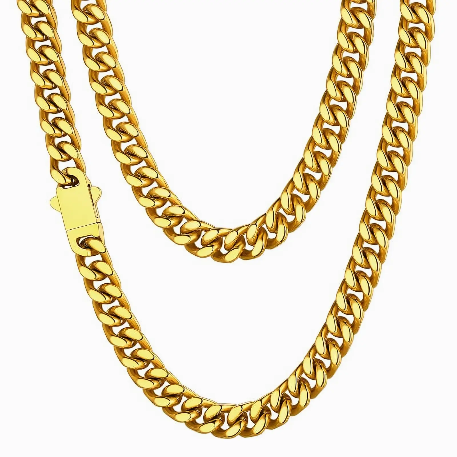 Stainless Steel Curb Cuban Chain Necklaces for Men Women, Black/18K Gold/Rose Gold, Nickel-free, Thick Chains, Hip hop Jewelry Choker Chain, 18-24 inch.