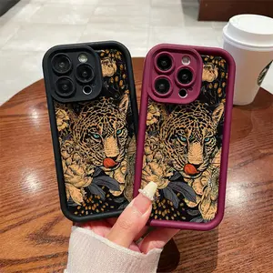 Leopard and Flower Pattern Phone Case, Soft Silicone, Fully Protected and Shockproof For iPhone 17 16 15 Pro Max 14 14Pro 13 12 11 XSMAX Plus Mini 17E Vintage