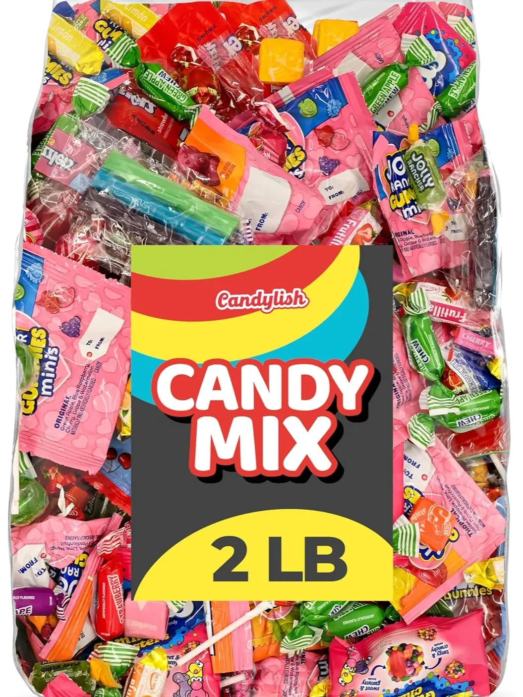 Candylish Assorted Sweet Candies Variety Pack - 2 lb Bulk Individually Wrapped Food, Sweet Snacks for Cupboard Storage, Adults, Holiday Parties, Piñata Stuffers