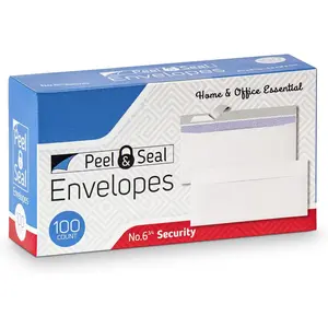 100 Pack #6 3/4 Peel and Seal Security-Tinted Envelopes, Business Mailing, 3-5/8 x 6-1/2 Inches (Pack of 100)