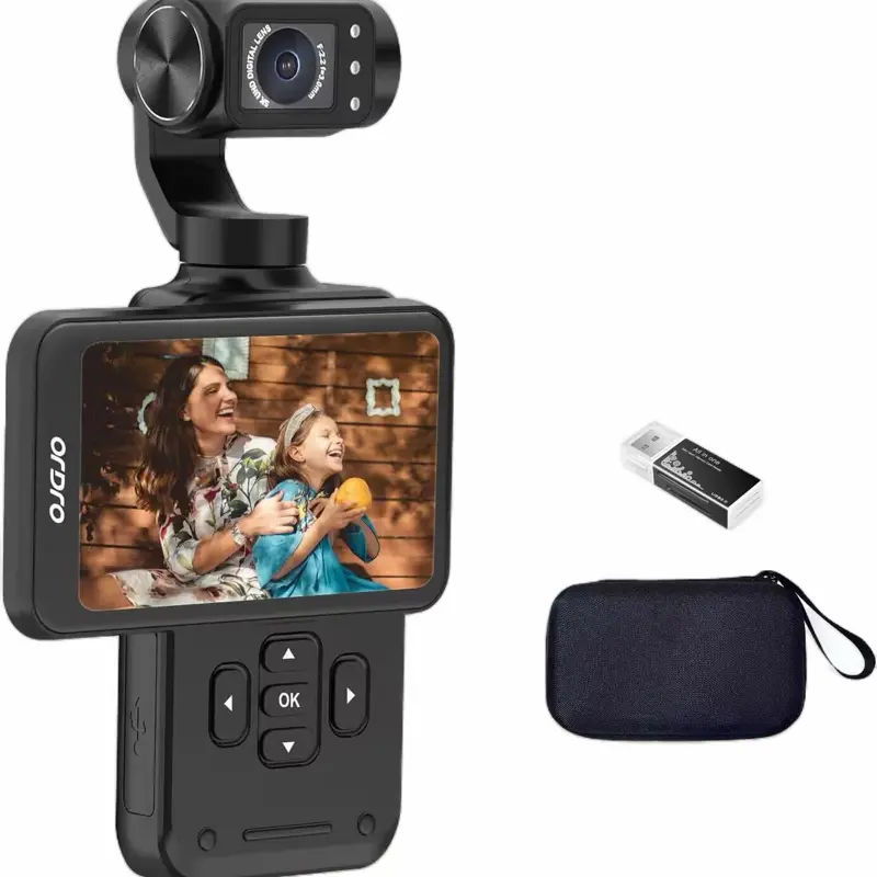 ORDRO M5 Vlogging Camera 3-Axis Gimbal Stabilizer 5K Handheld Camera 3.5 Rotatable Touchscreen 120° Wide Angle IR Night Vision Function Fast FocusingFace Tracking for YouTube Vlogs 64G Card