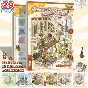 12 Theme Houses 3D Miniature Landscape Stickers, Aesthetic Sticker Book, Miniature Scenes, Scene Deco, Soft Cute Style, Hand Account Decor, Desk Ornament, Stress Relief DIY
