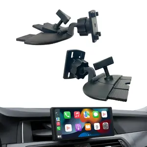 360° Rotatable CD Slot Car Mount | 4-Button Secure Lock for CarPlay Screen