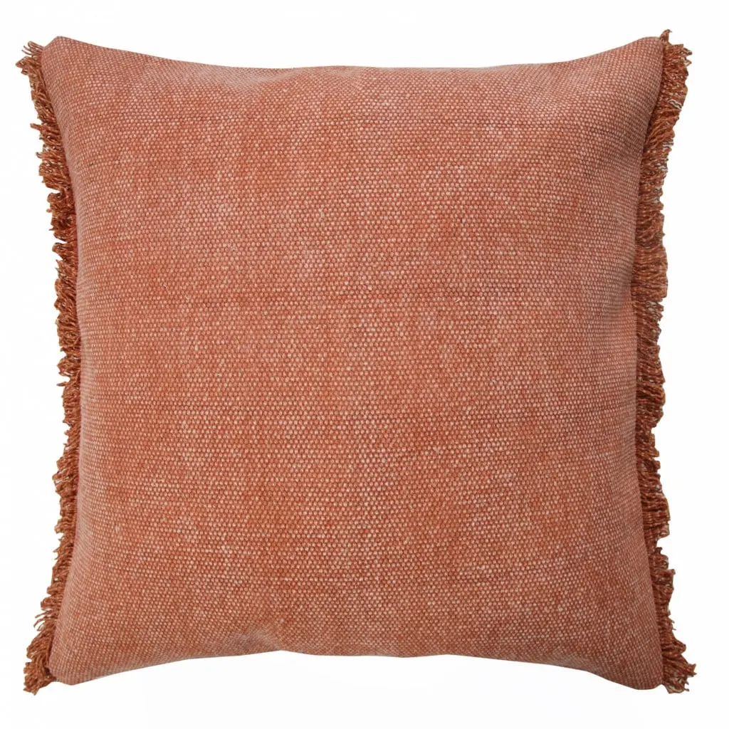 HomeRoots 516960 4x20x20 in. Orange Solid Cotton Throw Pillow Set of 2 - 100% Cotton Cushion Covers, Removable Zippered Cushion Covers, Removable Cushion Covers