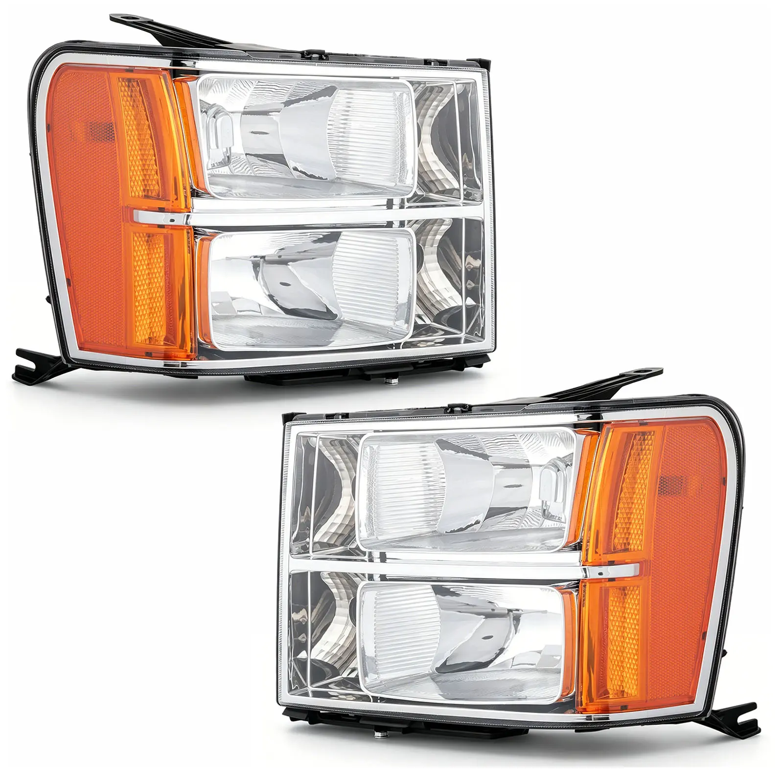 Fit For 2007-2013 GMC Sierra 1500 2500HD 3500HD Pair Headlights Headlamps L+R