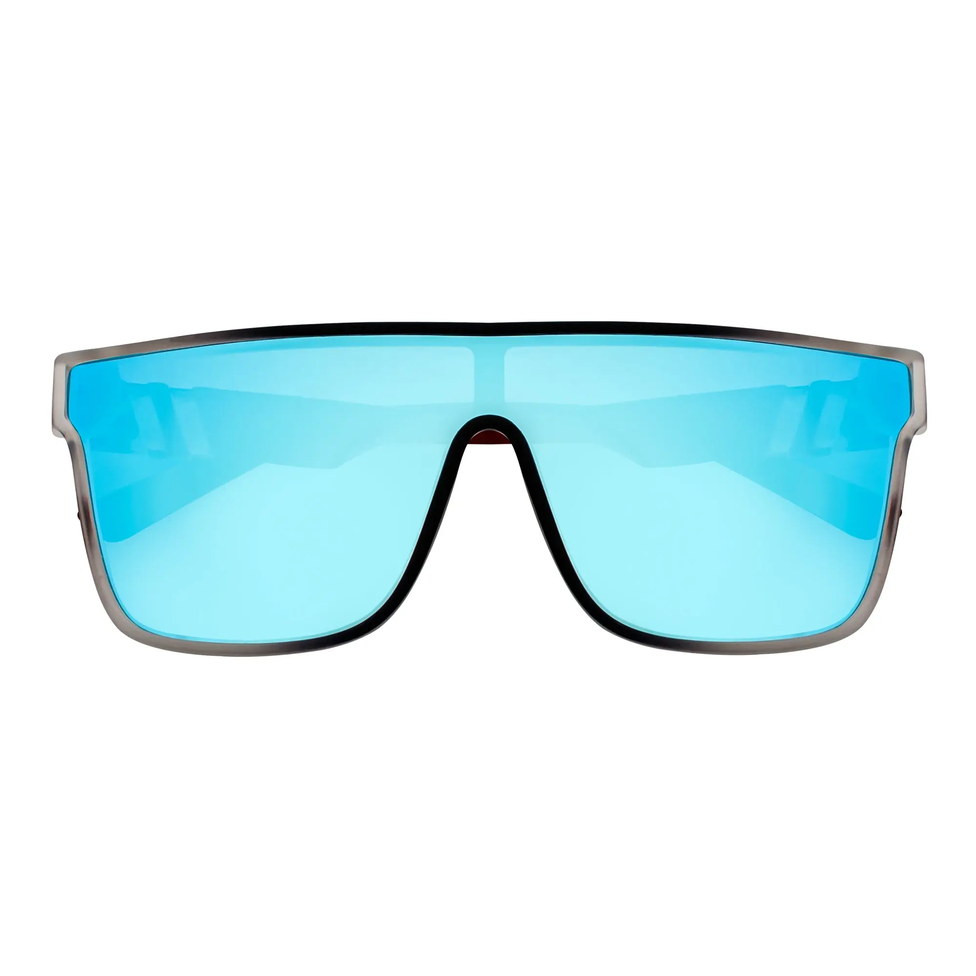 Men's Futuristic Shield Sunglasses, Aesthetic Square Flat Top Design with USA Flag Pattern, Polycarbonate Frame with Blue Mirror UV400 Lens, Aesthetic Men's Sunglasses, Black Men's Sunglasses