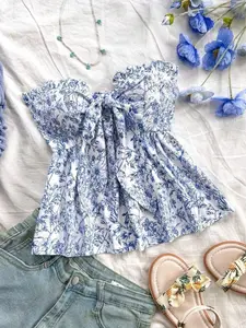 Women's Floral Print Tube Top, Boho Fashion Casual Strapless Top for Daily Holiday Vacation Wear, Bohemian Ladies Clothes for Summer, Boho Sleeveless Top, Womenswear, Floral Print Camisoles, Elegant Classy Tops