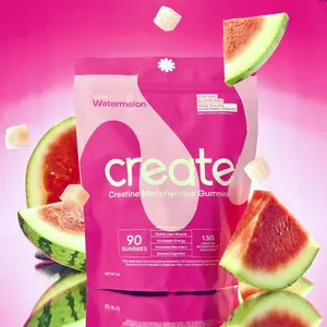 Create Creatine Monohydrate Gummies for Men & Women - 1.5 Gram Creatine, Watermelon Flavor, 90 Count, Supports Muscle Building & Recovery - Natural High Potency Supplement Healthcare Fitness Dietary