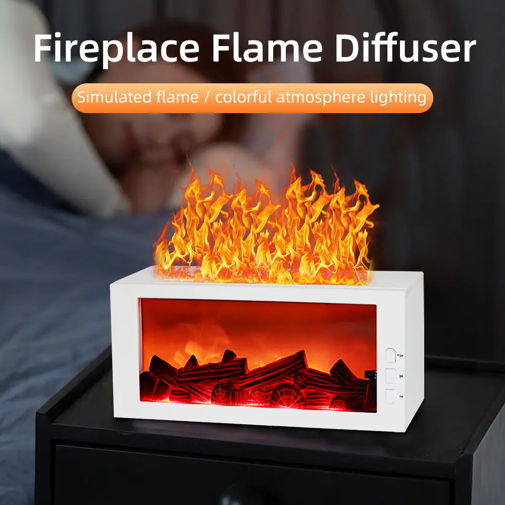 Fireplace Essential Oil Diffuser with Remote Includes 3 Oils for a Cozy Home Perfect Gift Idea with Sweet Orange Tea Tree & Lavender