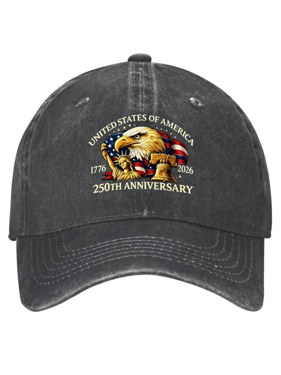 United States of America 250 Years of Independence 1776-2026 Vintage Cotton Baseball Cap Patriotic Eagle Dad Hat for Men