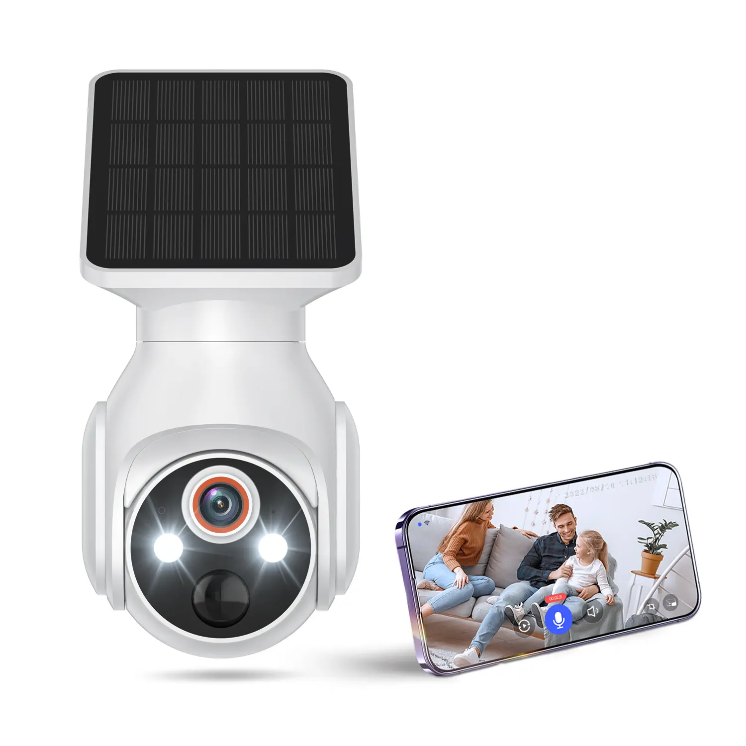 1080p WiFi Security Camera with Solar Panel, Wireless Outdoor, Camera for Home Security, Battery Powered, Pan Tilt, AI Motion Detection, Night Vision, 2-Way Talk, IP65, Cloud Storage, Human Detection, 2.4GHz Only