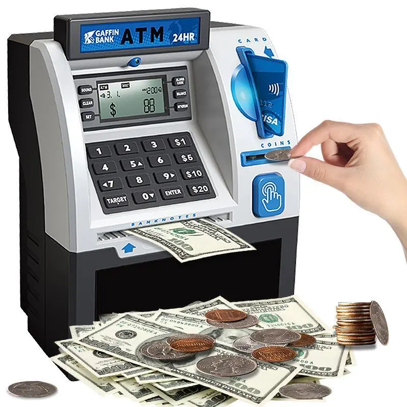 New Kids' ATM Piggy Bank with Debit Card, Coin Recognition, and Balance Tracking for Fun Money Learning