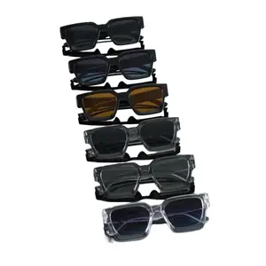 6-Pack Men's Rectangular Sunglasses – Classic Thick Frame Street Style Shades with UV400 Protection, Durable Outdoor Eyewear for Casual Wear, Driving & Summer Activities