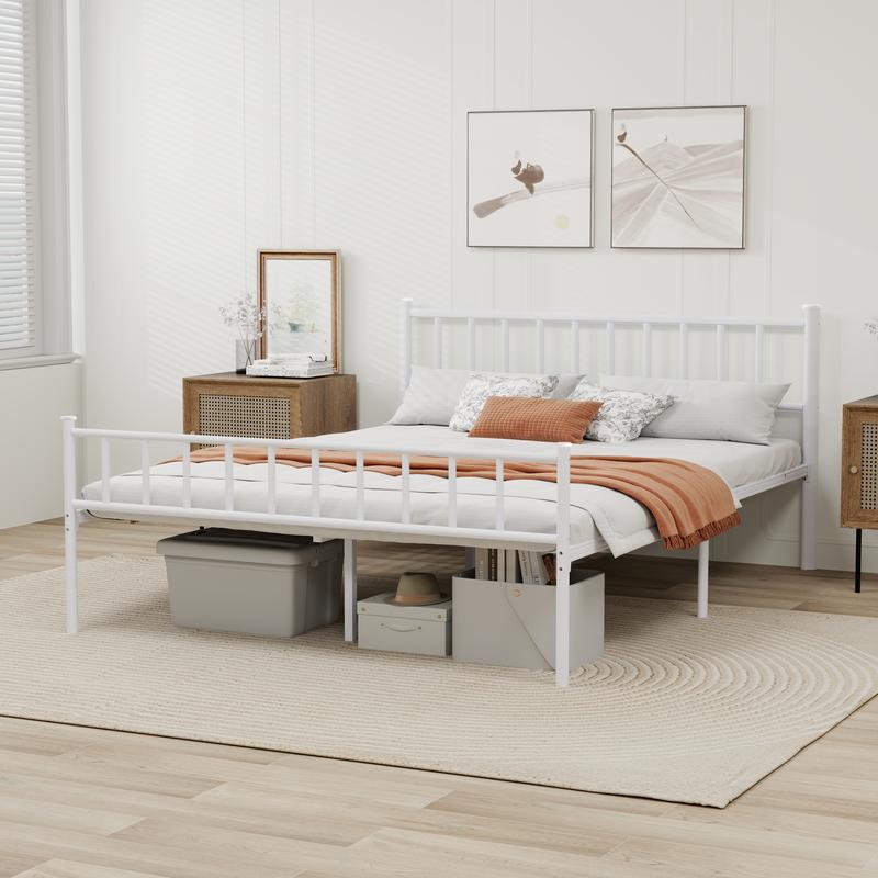 Metal  Heavy Duty Platform Bed Frame with Headboard Sturdy Steel Slats Support No Box Spring Needed Easy Assembly TwinSteel Slat Bed Frame