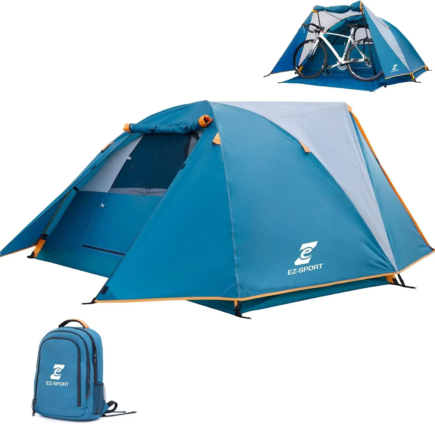 Camping Tent 2 Person, Aluminum Poles Tent with Bike Shed and Rainfly-Portable Dome Tents for Camping shade camp gear essentials compact lightweight instant canopy