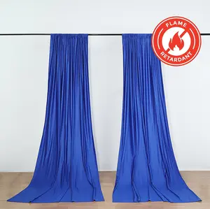 2 Pack 5ftx10ft Royal Blue Scuba Polyester Backdrop Drape Curtains, Durable Flame Resistant Event Divider Panels Wrinkle Free With Rod Pockets