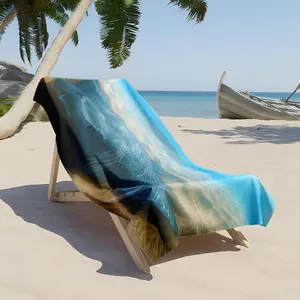 1 piece Underwater blue stingray swimming animation themed beach towel - Flannel weaving craft blanket, modern style, suitable for sofas and beds, all-season use, super soft and warm, digital print design, 100% polyester material, machine washable