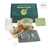 Ceremonial & Iced Matcha Kit, Including Matcha Bowl, Bamboo Whisk Set (Whisk, Strainer, Holder), Stainless Steel Sieve, Bamboo Chashaku, Iced Matcha Glass, Tea Tray, Linen Towel & How-to Card, 9 PCS Complete Set for Tea Enthusiasts & Matcha Lovers