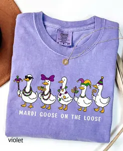 Comfort Colors Mardi Gras Silly Goose Vintage T-shirt 2026 Coquette Festival Celebration Apparel Tee