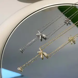 [Limited time event] Bow necklace for women, fresh clavicle necklace, best friend jewelry, butterfly tassel pendant, versatile, fashionable and simple gift