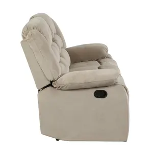 60" Beige Microfiber Manual Reclining Love Seat