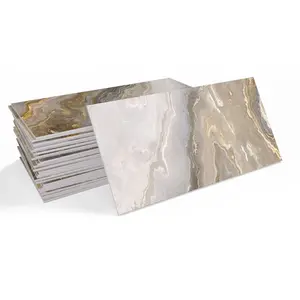 Self-Adhesive Marble Pattern Tile Stickers, Removable & Reusable Wall Decals for Kitchen Bathroom Living Room Decoration