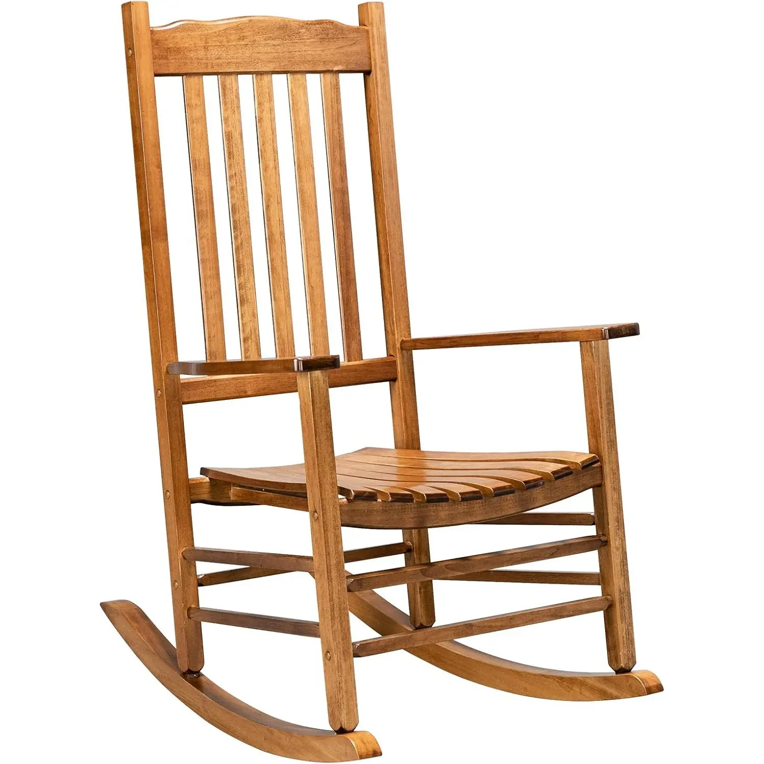 VINGLI Ergonomic Wooden Rocking Chair - Handcrafted, Eco-Friendly, Durable, Elegant, Stable Patio Lounge Chair for Front Porch, Indoor Relaxation, Natural Finish