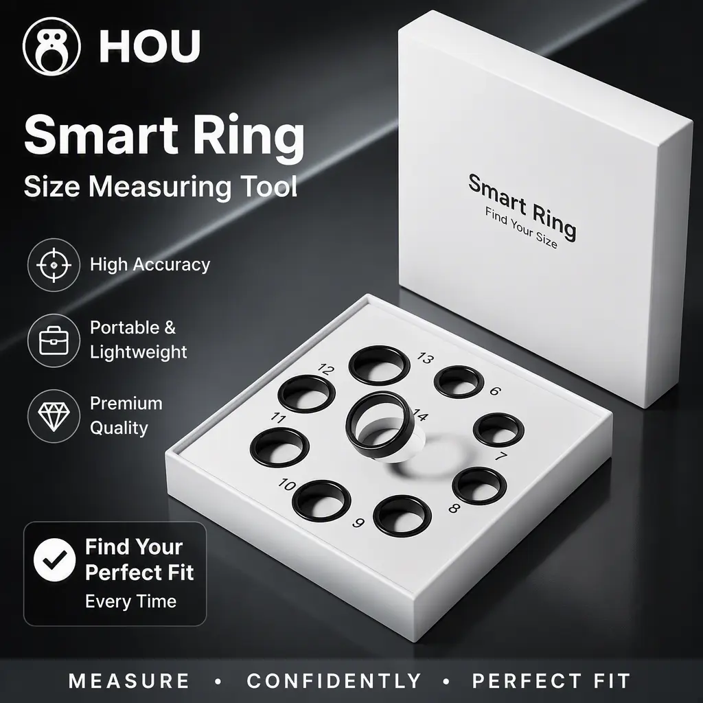 HOU Official Smart Ring Sizing Kit - Reusable Ring Sizer Measuring Tool AI Ring (US Sizes 6-13)