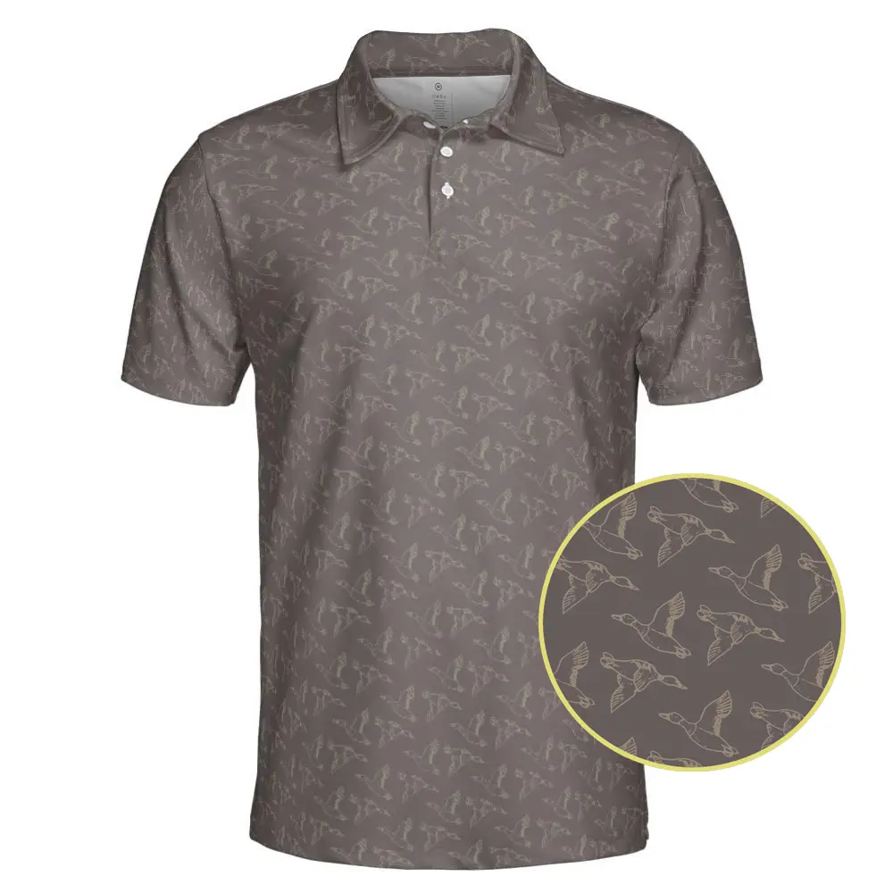 Mallards Golf Polo Shirt Short Sleeve Outdoors Menswear Print Lightweight