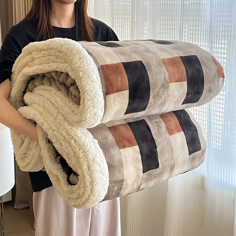 Heavy duty flannel bed blanket - super thick all-season soft and warm machine washable luxury bedspread/sofa blanket, neutral plush home decoration (beige/black/white/gray/blue/red and other colors), suitable for cold floors, modern living rooms