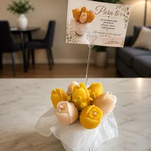 Bouquet de Velas de Tulipanes | Regalo Aromático Hecho con Cera de Soja aroma campo de tulipanes