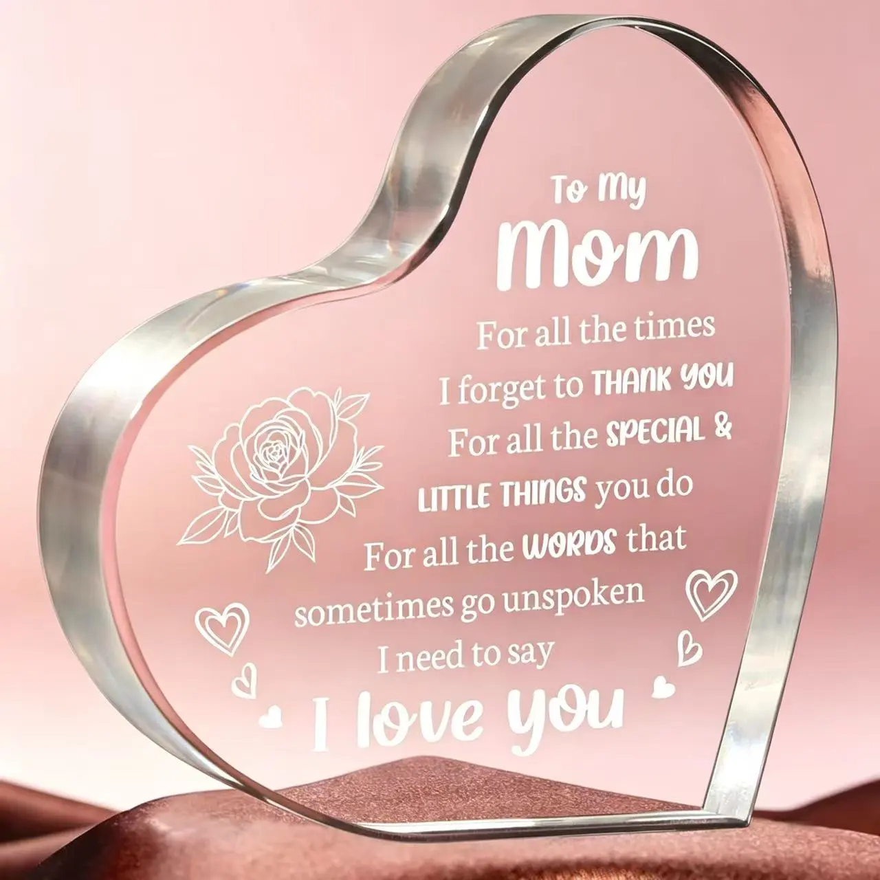 Heart Shaped Acrylic Keepsake Plaque, Warm Inspirational Sentimental Ornament, Perfect Holiday Gift For Mom Dad Wife Sister, Ideal Mother's Day Father's Day Valentine's Day Birthday Christmas Gift-MM2