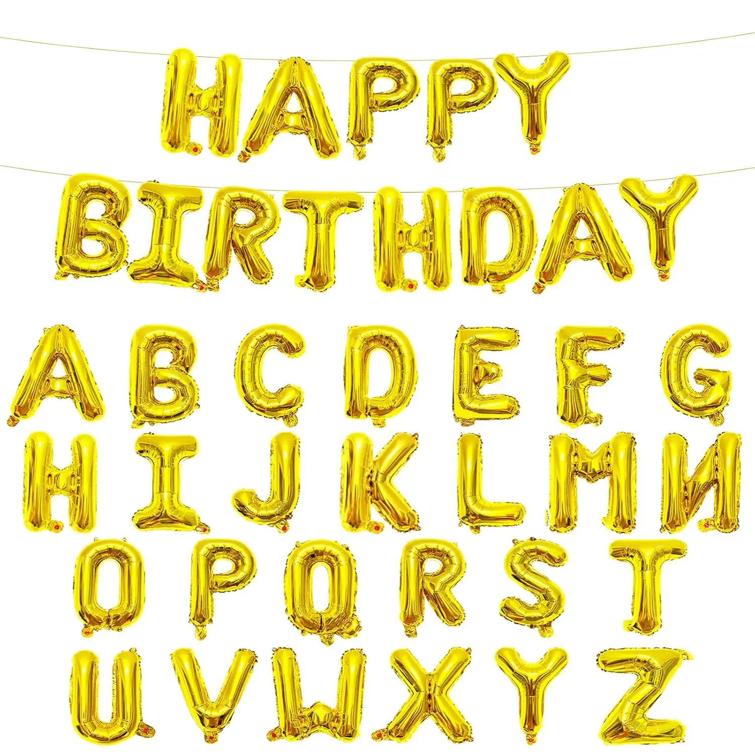 65-Piece Gold Balloon Set with A-Z Letter Balloons for Custom Birthday, Graduation & Holiday Decor