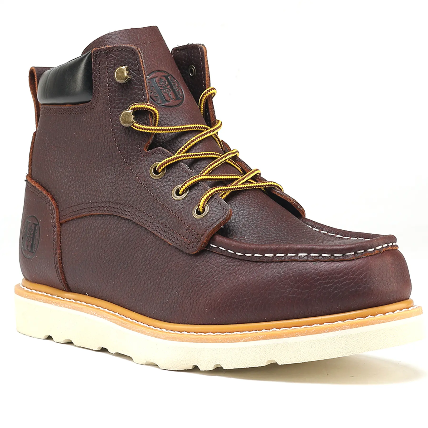 HANDPOINT Men's 6" Soft Toe Work Boots, Lightweight Full Grain Leather Boots, EH Rated, Slip Resistant, Oil & Water Resistant, Anti-Fatigue Rubber EVA Outsole, Comfortable Work Boots for Construction, Warehouse & Industrial Work