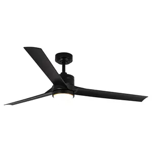 PARROT UNCLE Modern Vaczon Black 60-inch Ceiling Fan with LED Lighting Remote Control for Home and Office