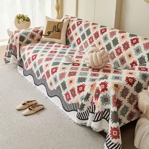 Summer Comfortable Sofa Pad, Decorative Sofa Protector, Geometric Pattern Modern Elegant Living Room Decor, Non-Slip Anti-Scratch, Fits 1-4 Seat Sofas