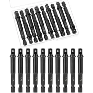 -  Adapter Square Socket Set, 10 count, 1/4" Square Tip, Drill Socket Adapter Set, Hex  Socket Adapter Set, Socket Adapter for Drill,  Driver Socket Adapter,  Driver Bits