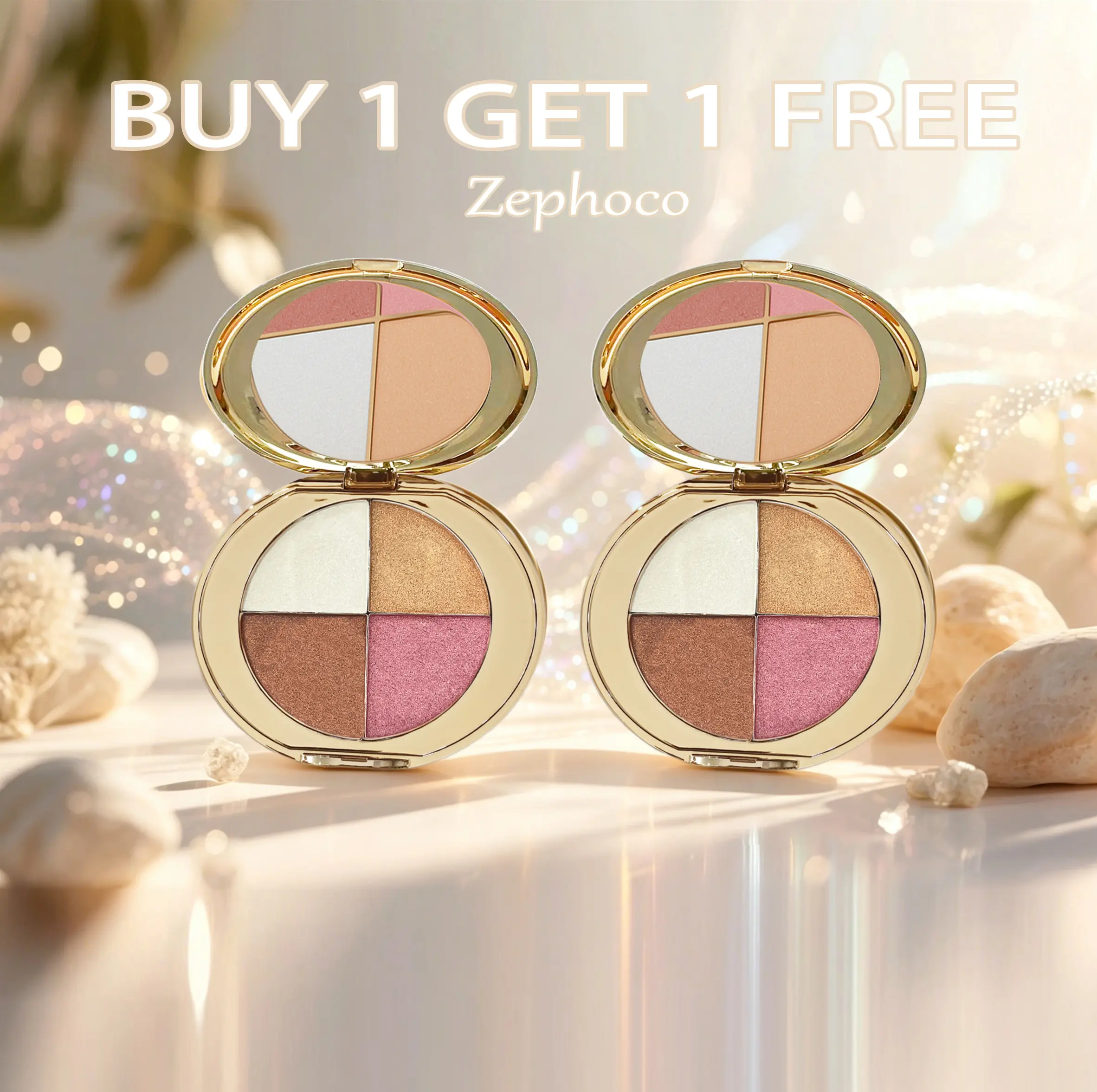 Buy 1 Get 1 Free cheek palette - eyeshadow and highlighter makeup Shimmer bedazzled Cosmetic All-in-One Cream  moon Powder Radiance Radiance