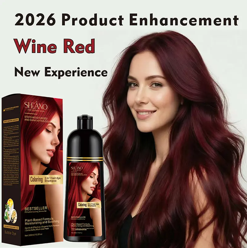 2026 New Home-Use Hair Dye Shampoo - Wine Red, Argan Oil & Keratin Formula, Herbal No-Bleach Ammonia-Free Hair Color, Fast Coloring in Minutes, Pleasant Fragrance, Gentle Haircare with Ginseng