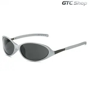 Y2K Silver Wrap Around Sunglasses for Men & Women, Photochromic UV400 Protection Eyewear, Vintage 2000s Futuristic Shades for Driving Cycling Outdoor Daily Wear
