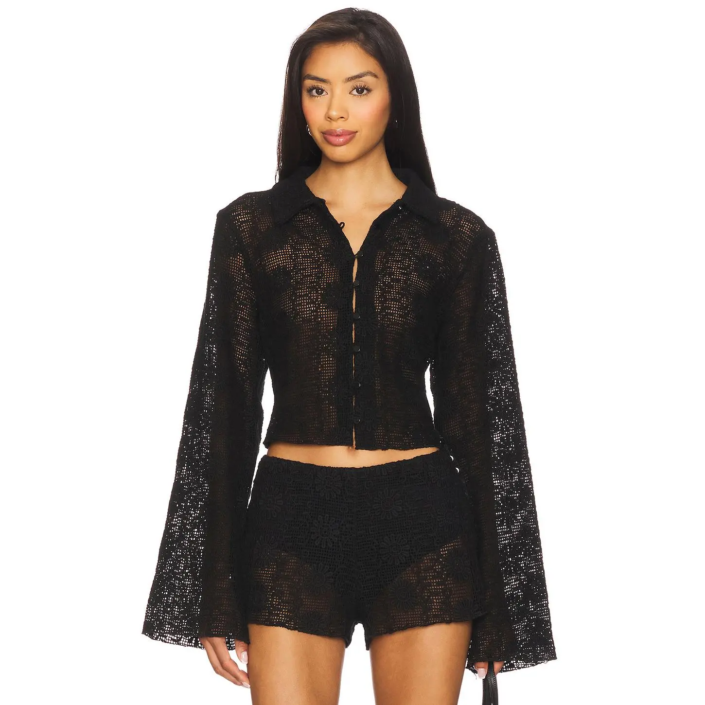 LIONESS Babydoll Top in Onyx Floral