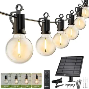 Brighttown Christmas, Halloween, 108-foot solar lights, outdoor waterproof, with remote control, 50 shatterproof LED bulbs, 3 light modes, adjustable porch, backyard, patio, garden, party