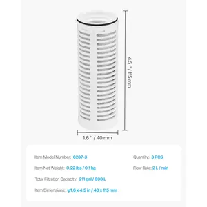 VEVOR Pitcher Water Filter Replacements, 3-pack Water Filters for Pitchers and Dispensers, No BPA, Last 3 Months or 211 Gallons, Reduce Chlorine, Rust, Odors, PFOA/PFOS, for Water Filter Pitcher 6287