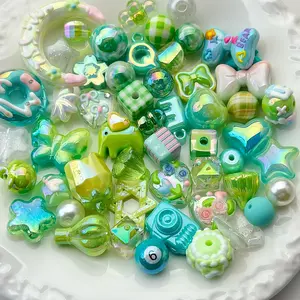30/50pcs Acrylic UV Beads Mix, Heart Camera Lotus Balloon Bowknot Shapes, Romantic Fresh Style for DIY Hair Rope Bracelet Keychain Necklace Earrings