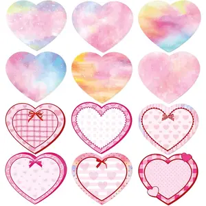 24 Pack Heart Shaped Sticky Notes,Color Gradient Note Pads, Cute Self-Adhesive Memo Pads for Women Lover Mother, Valentine's Day Office School Supplies(4x3Inch)
