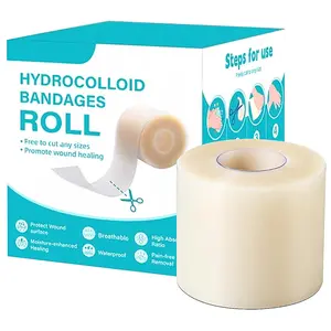 Hydrocolloid Roll for Wound Care, Cut-to-Size, Hydrocolloid Patch Bandages with Self-Adhesive, Ultra Absorbent, Flexible & Waterproof, First Aid Kit Essential (2IN*5FT/10FT/16FT)