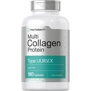 Multi Collagen Protein 2000 Mg | 180 Capsules | Type I, II, III, V, X | Keto & Paleo Friendly, Gluten Free Supplement