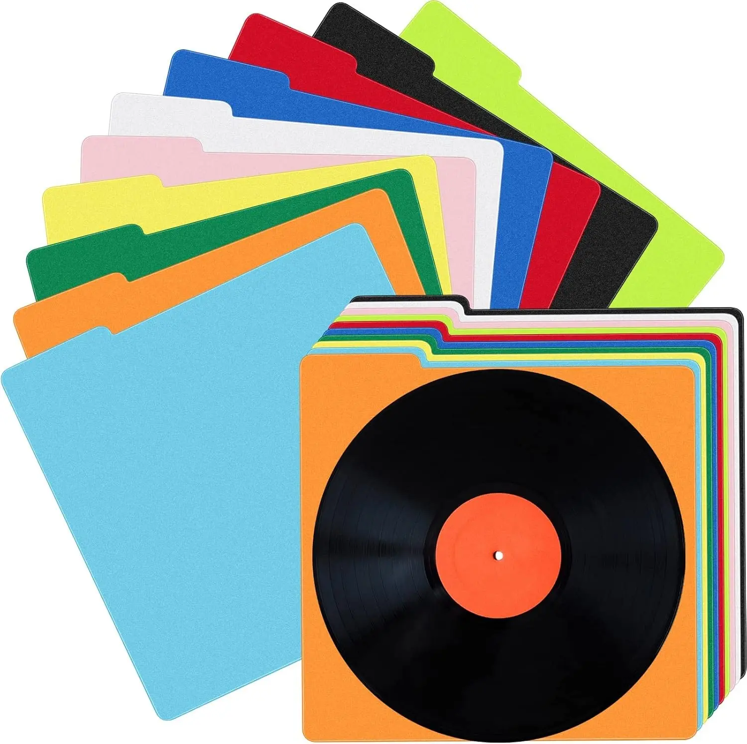 30 Pcs Vinyl Record Dividers Bulk Plastic Album Lp Record Dividers Multicolor Vinyl Separators with Tabs for 33 RPM, 13 x 13 Inches