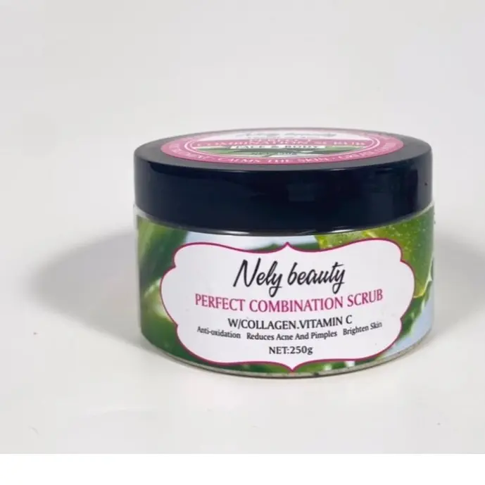 Nely Beauty Aloe Vera Body Scrub with Collagen & Vitamin C Anti-oxidation Reduces Acne and Pimples Brightens Skin 250g