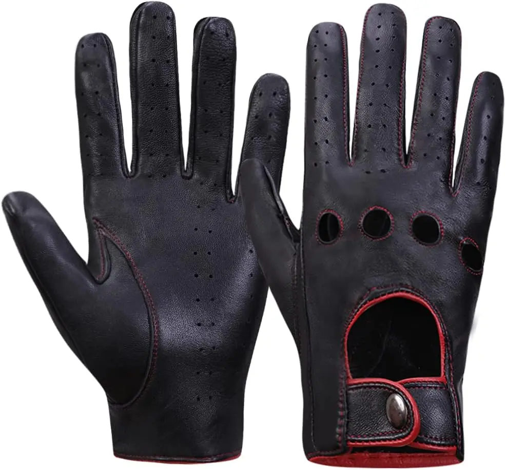 Mens Touchscreen Unlined Leather Driving Gloves